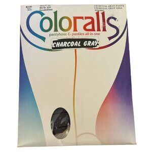 VTG 80s Coloralls Pantyhose Sandlefoot Size C-D Charcoal Gray Cotton Crotch
